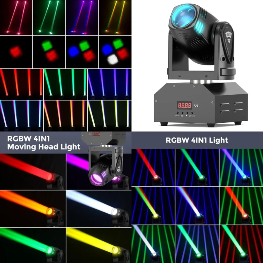 

Moving Head Stage Light RGBW 4 in 1 DMX512 Rotating Wash Lighting Effect Spotlight with Sound Activated Control for DJ Disco Li