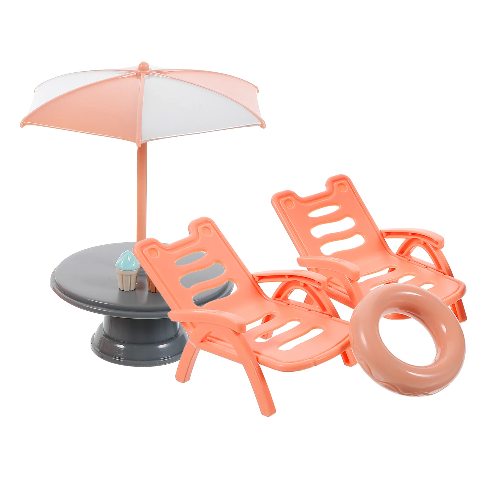 Beach Chair Set Simulated Decorative Mini Table Model Dollhouses Furniture Miniature