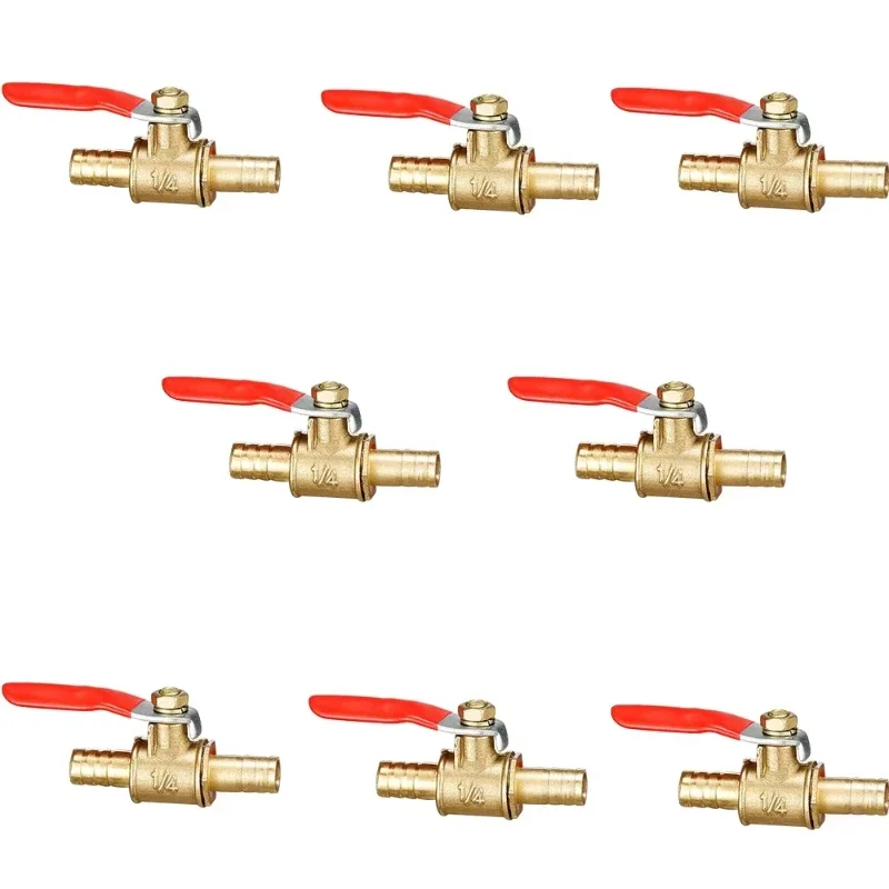 6mm 8mm 10mm12mm Hose Barb red handle Valve  Inline Brass Water Oil Air Gas Fuel Line Shutoff Ball Valve Pipe Fittings