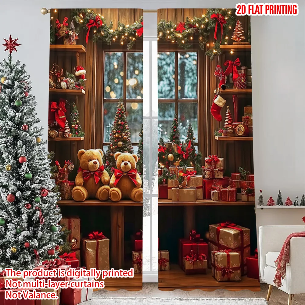 

2pcs 2D flat printing Merry Christmas Popular Drapes Christmas 00 Durable Polyester Without Electricity Party Decorations Use
