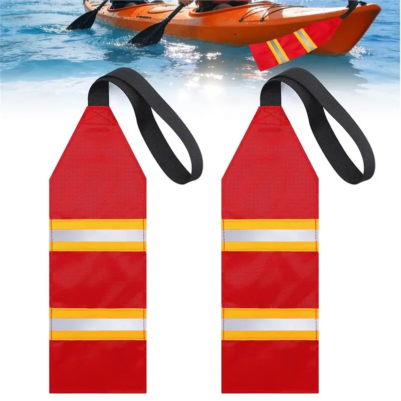AED4-2PCS Reflective Kayak Safety Flags, Travel Flag For Boat Trailer Towing Warning Flag With Webbing