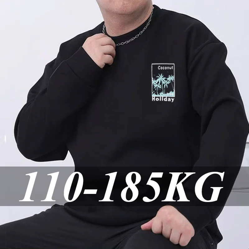 Männer Plus Größe Sweatshirts Herbst Pullover 1XL-7XL Mann Rundhals Langarm Tops Gedruckt Hoodies Männliche Kleidung 110-185 KG