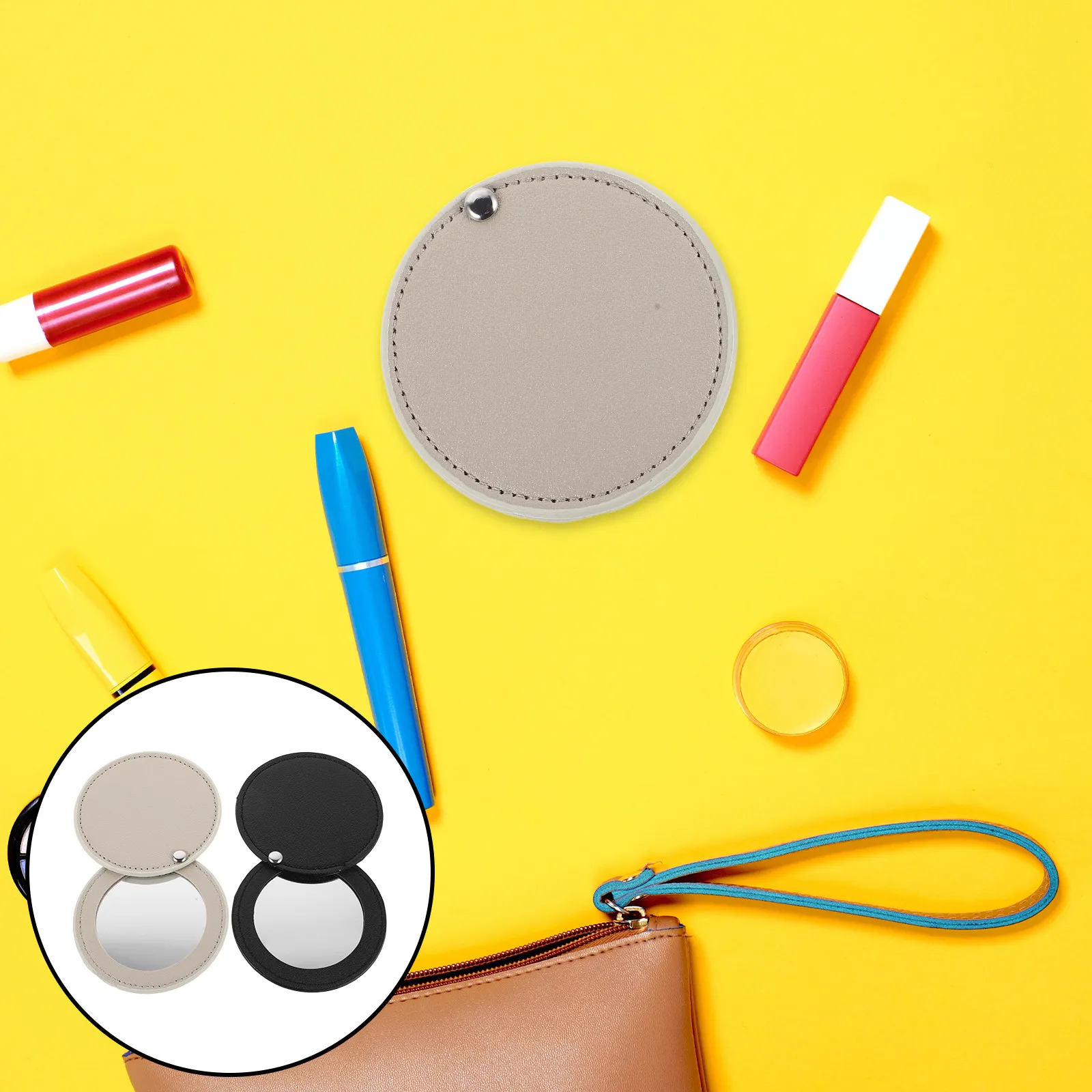 

Портативное складное зеркало для макияжа, 2 шт., маленькое круглое компактное зеркало с прозрачным стеклом для быстрого подкрашивания и ухода за собой в дороге