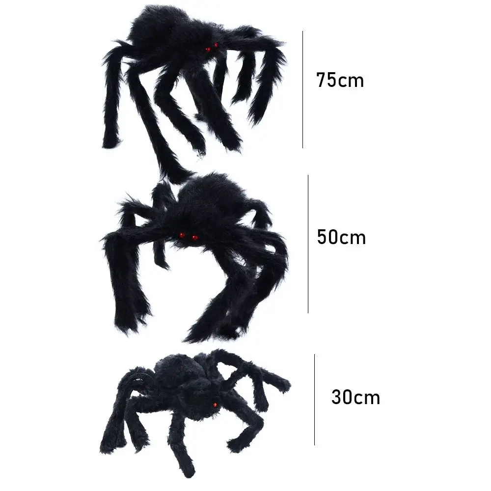 อุปกรณ์ประกอบฉากฮาโลวีนตกแต่งที่น่ากลัว DIY เครื่องประดับตกแต่งบ้านผีสิงสยองขวัญแมงมุมยักษ์แมงมุมประดิษฐ์แมงมุมตุ๊กตาสีดำ