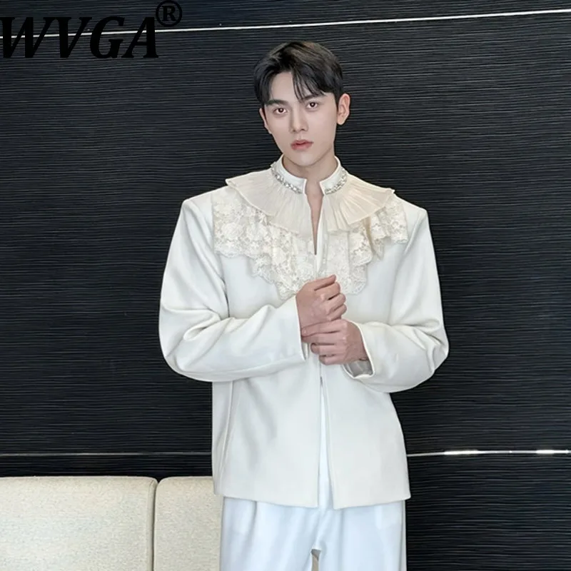 WVGA 2026 Spring Autumn New Man Tide Personalized Stand Collar Diamond-Embellished Short Blazer Niche Chic Casual Jackets W20504