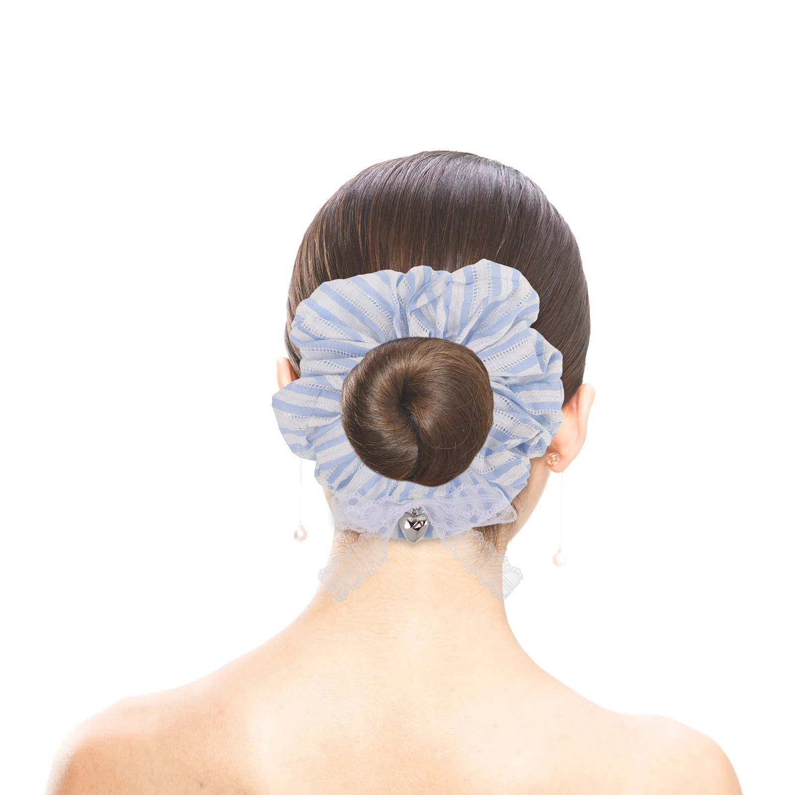 

Blue Striped Lace Hair Band Soft Elastic Scrunchies Korean Fashion Ponytail Holder Hair Accessories for Women