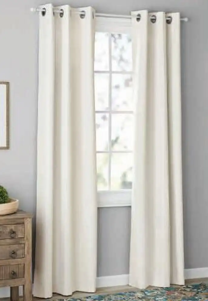 

Textured Solid Blackout Grommet Curtain Panel Pair, Set of 2, Ivory, 37" W x 84" L