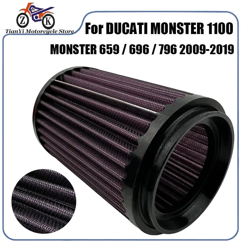 1 Uds filtro de aire de admisión de motocicleta para DUCATI MONSTER 659 696 796 MONSTER 1100 EVO ABS 2008-2019 reemplazo del elemento limpiador de aire