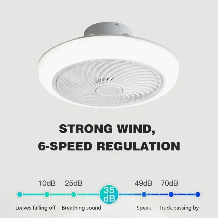 Smart Silent LED Ceiling Fan Light Living Room Bedroom Electric Fan 6-speed Remote Control APP Dimming Fan Lamp Home Decor Ligh