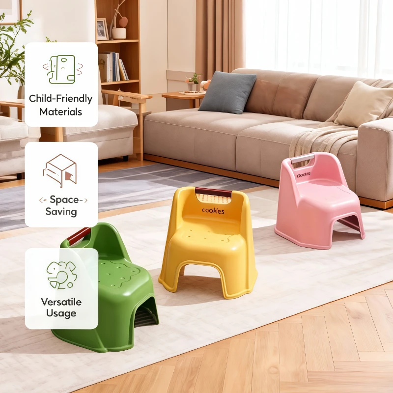 

Baby Seat Kids Chair Plastic Backrest Thickened Non Slip Washable Bath Stool Home Nursery Kindergarten Toddler Desk Chair