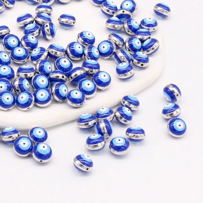 

10pcs/pack 10mm Round Evil Eye Spacer Beads Alloy Connector Loose Bead For Bracelet Necklace DIY Jewelry Making Charms C445