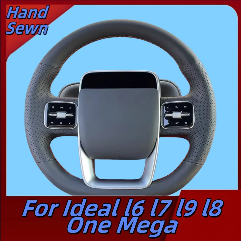 

Car Steering Wheel Cover Hand-Sewn Microfiber Leather For Ideal L6 L7 L9 L8 One Mega Car Interior Accessories