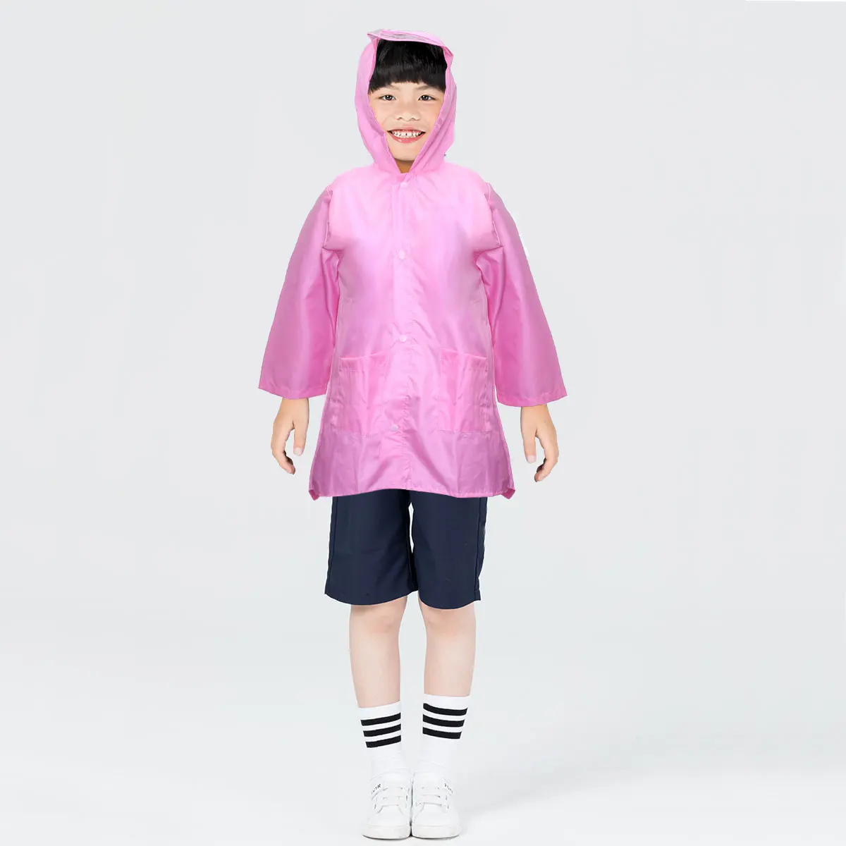 

1pc Cartoon Raincoat Waterproof Lightweight Outdoor Rain Poncho Rainwear Cartoon Rain Poncho For Travel Cycling Pink Xl