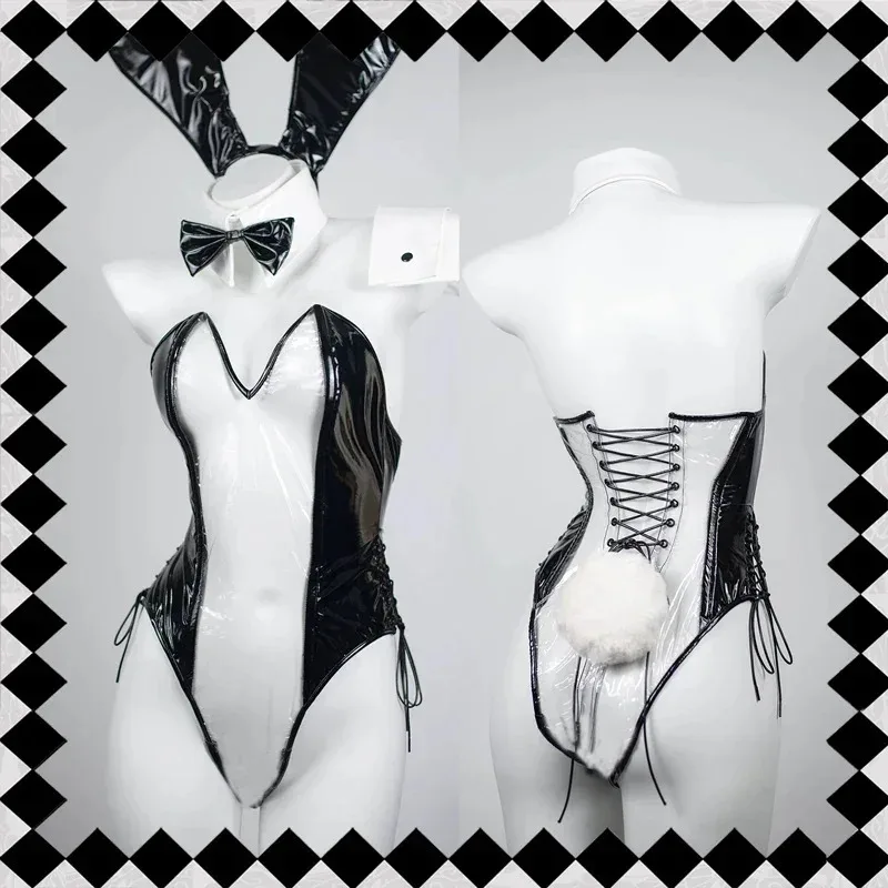 AAA 2025 Anime Girl Bunny Maid Seragam Cosplay Wanita Kulit Transparan Bodysuit Bra Blackage Pakaian Pelayan Temperammas Piyama
