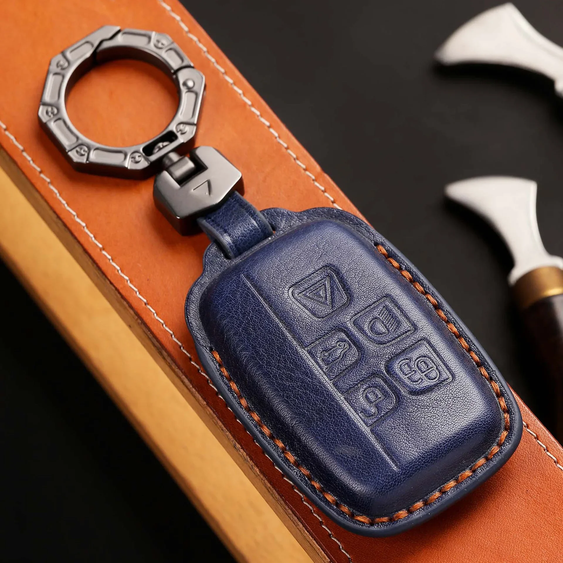 Luxury Smart Key Cover Leather Case Car Keyring Holder Shell for Land Rover RangeRover Sport Discovery 3 4 Elander 2 Evoque