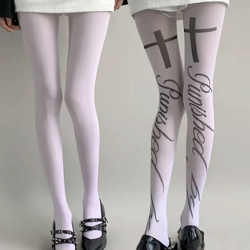 

Модные длинные носки с буквенным принтом, высокие носки в стиле Харадзюку, милые белые носки с граффити для косплея, каваи 2000-х годов, Y2K, стиль, эмо, девушка, панк