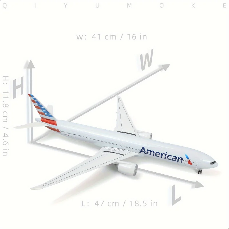 مجموعة نماذج Diecast كبيرة الحجم مقاس 18.5 بوصة من Boeing 777-300ER - مفصلة للغاية وقابلة للجمع مع حامل وميزات واقعية - مثالية f #3