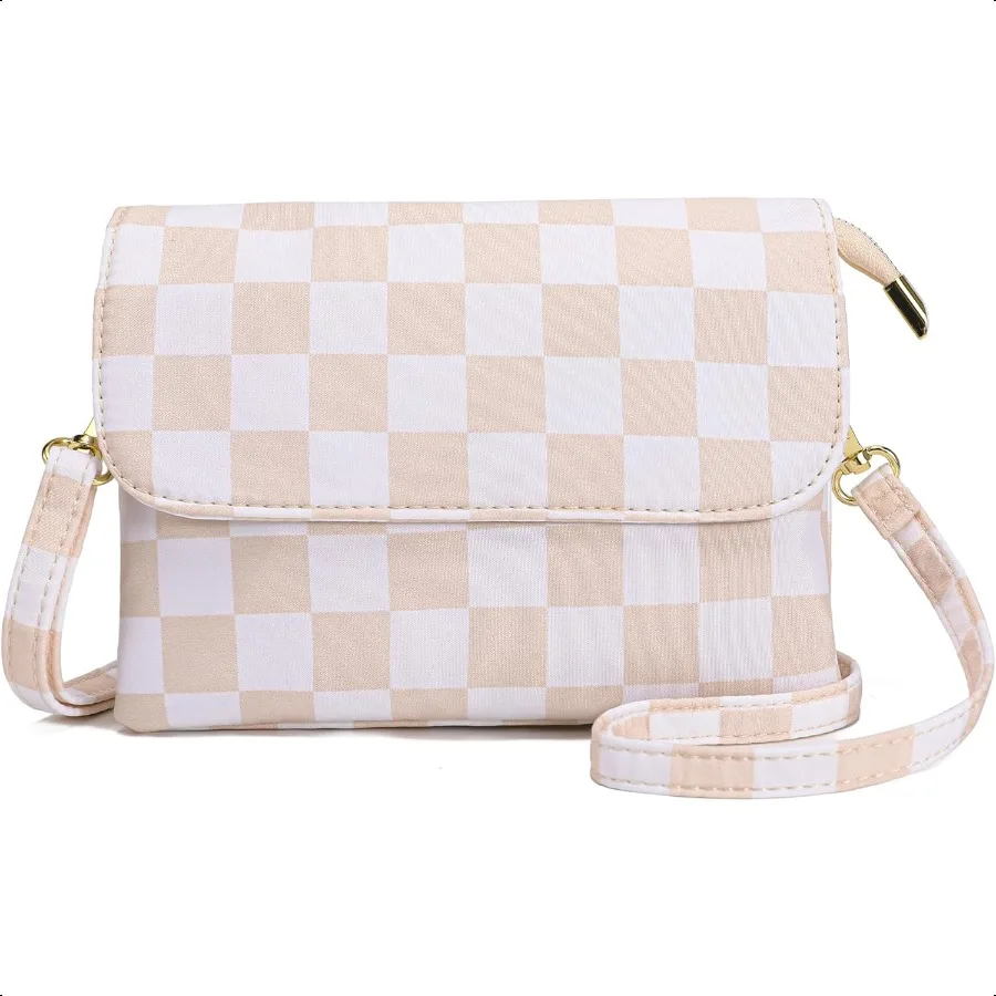 

NEICOA Nylon Checkered Crossbody Bag with Adjustable Strap Cell Phone Purse Small Crossbody Purses for Women