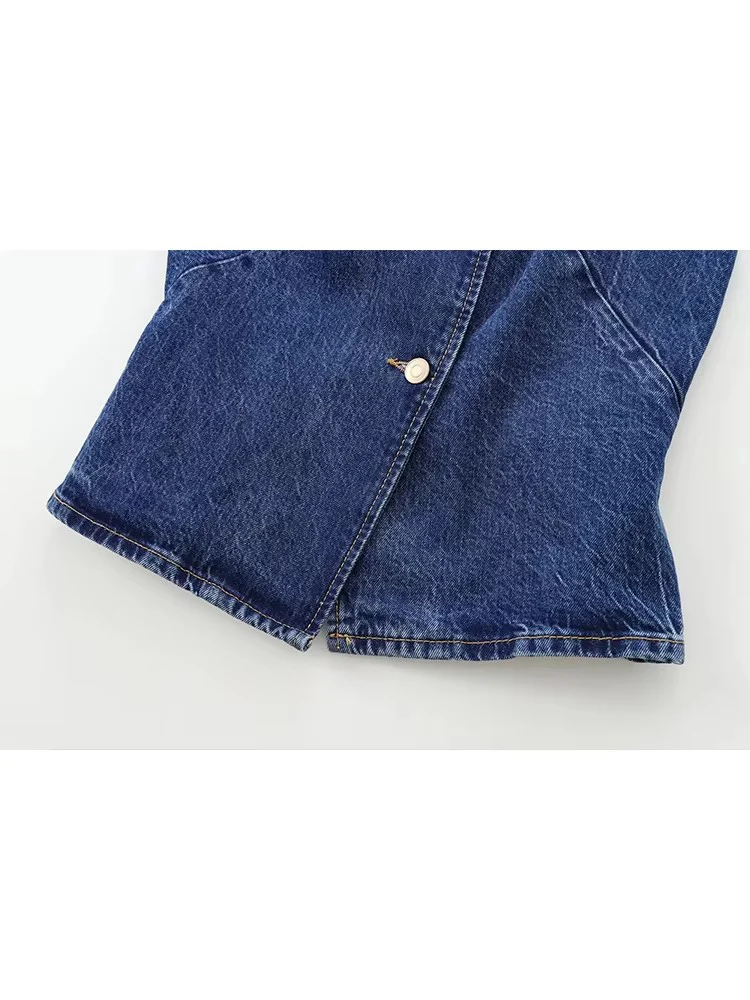 2026 Women\'s Short Vest Autumn Fashion Blue Denim Vest Top Lady Casual Cropped Sleeveless Jacket Streetwear New Waistcoats