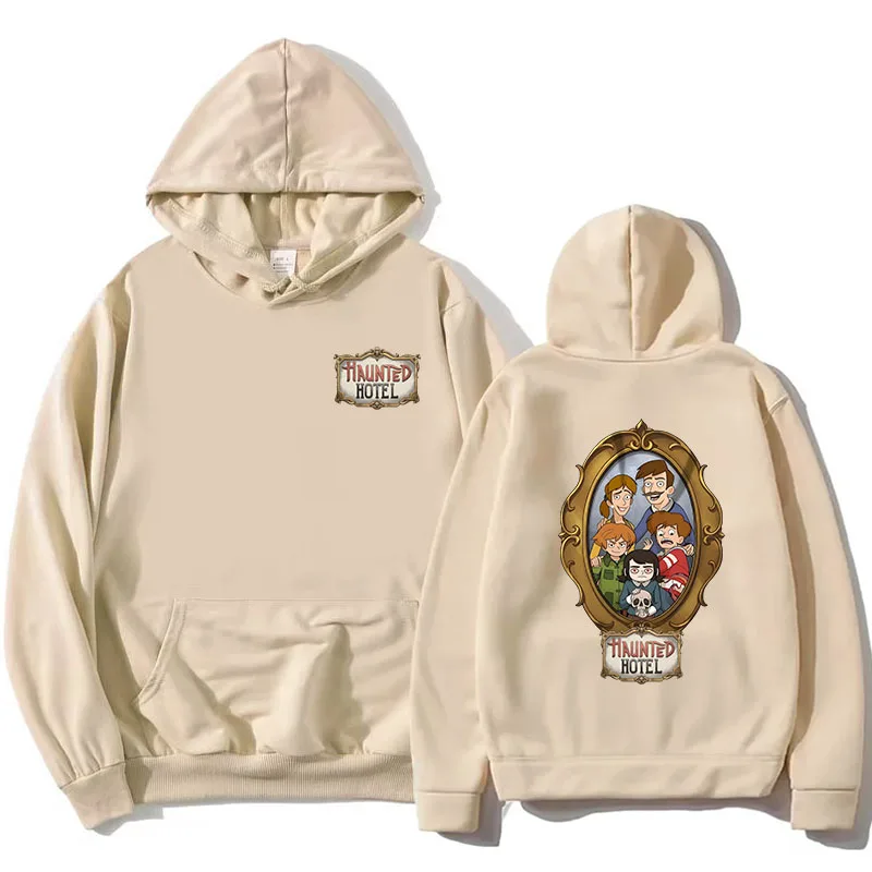 Haunted & Hotel Family Portrait Hoodies Long Sleeve Casual Hooded Sweatshirt Graphic Print Merch Unisex Streetwear Fashion Hoody