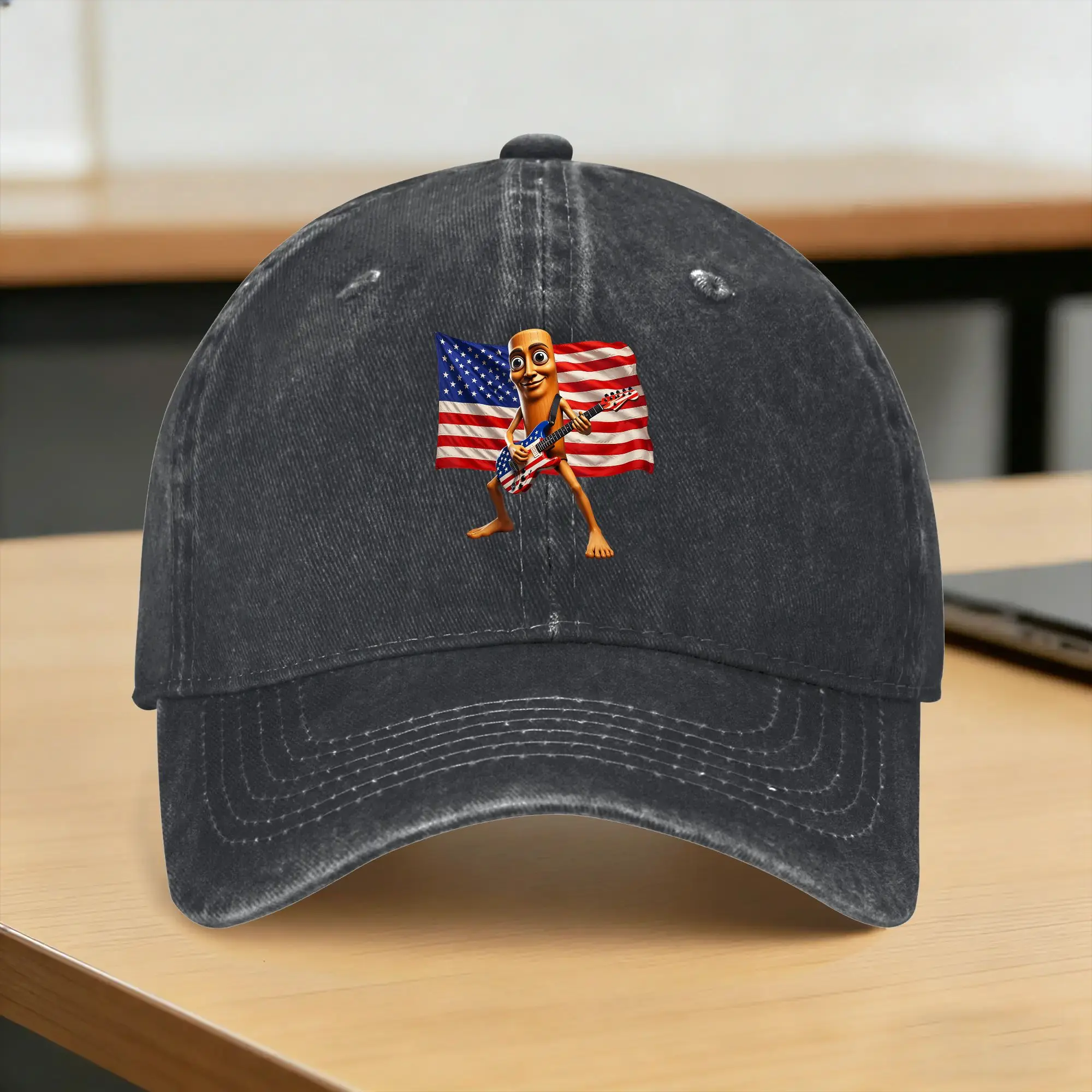 Baseball Cap Brainrot 4th July US Flag America Tung Sahur Electric Guitar Summer Fashion Hip Hop Hats Breathable Snapback Cap