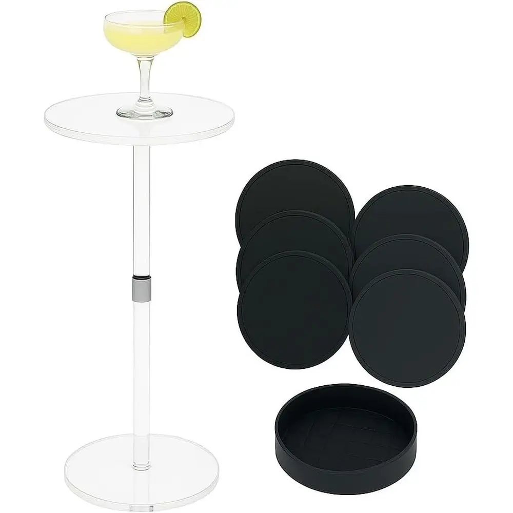 

Clear Acrylic End Table – 10" W x 21.3" H Small Drink Stand – ern Side Table or Living Room or Bedroom – round Style – Minimalis