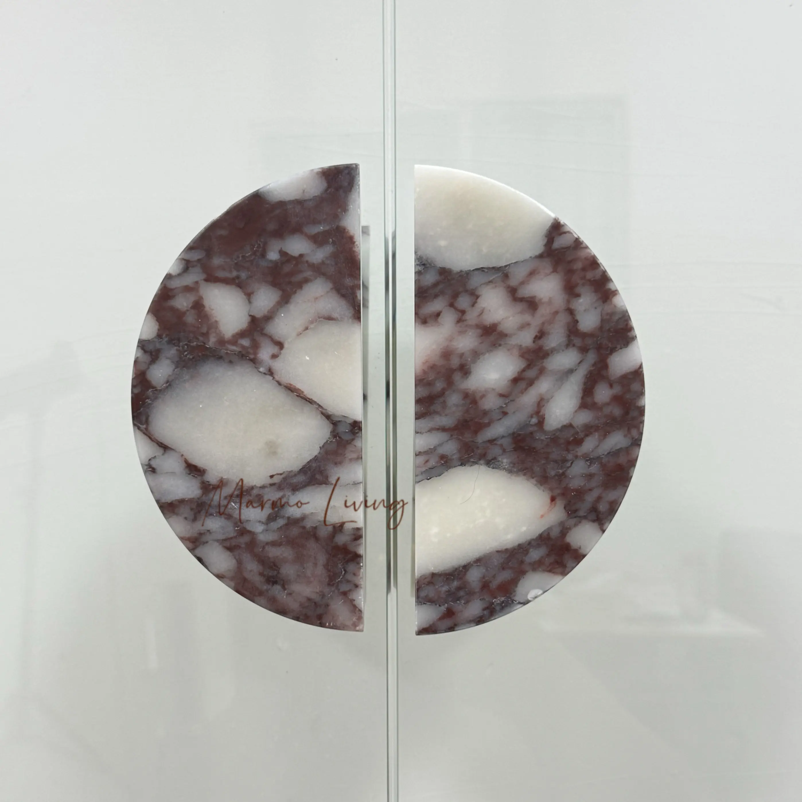 Calacatta Violet Natural Marble Glass Door Handle Modern Minimalist Creative Style Decorative Handle for Hotel Restaurant