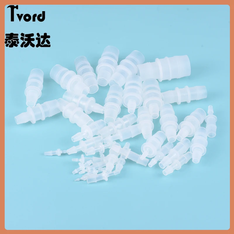 1.6-25mm Plastic Silicone Tube Straight Pipe Fitting Small size Pagoda Barb Coupling Reducing Straight Fish Tank PP Insert Hose