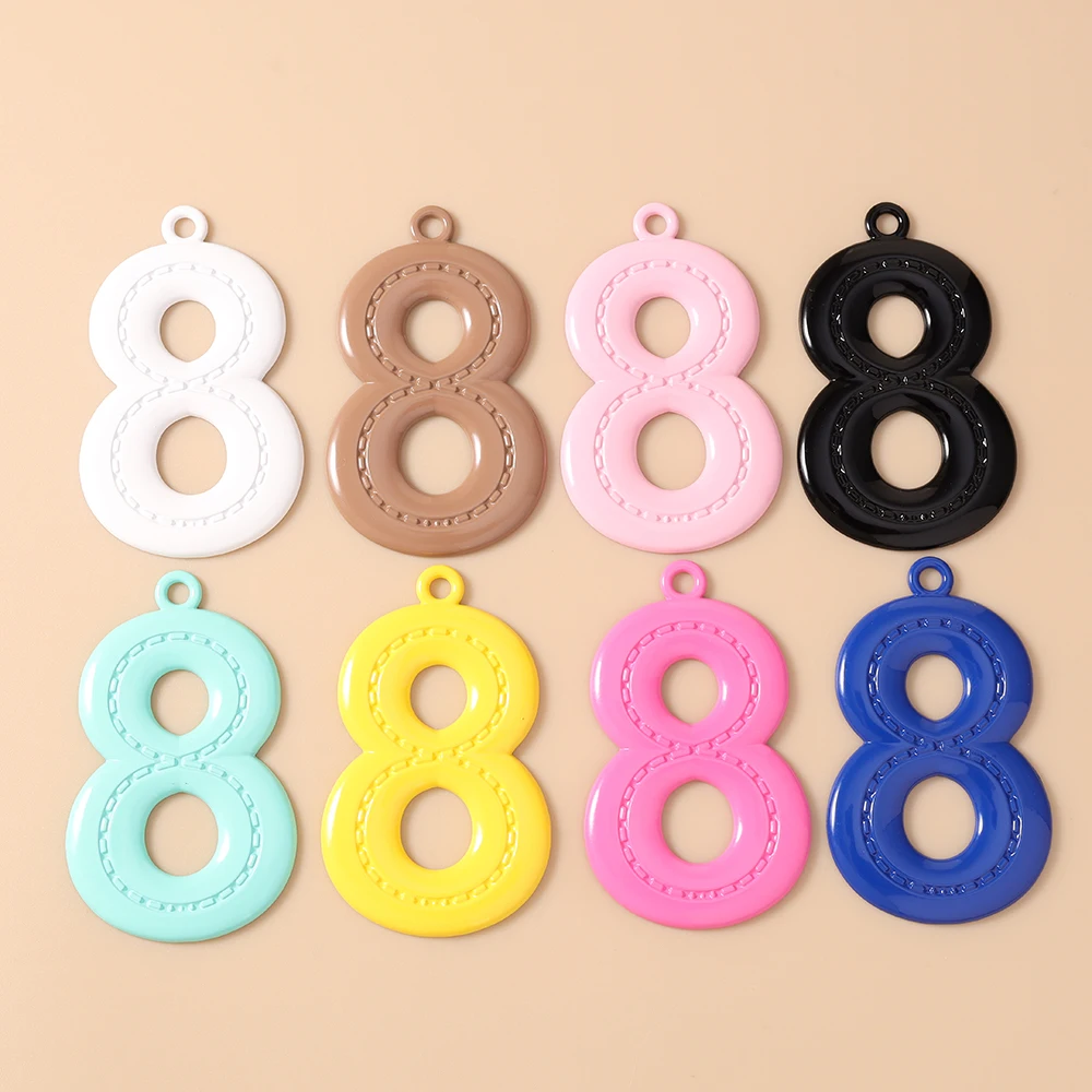 Leslie 5 Stück 51 mm niedliche 0-9 Zahlenanhänger für Schmuckherstellung, DIY Ohrringe, Anhänger, Halsketten, Armbänder, Bastelbedarf – Detail 10
