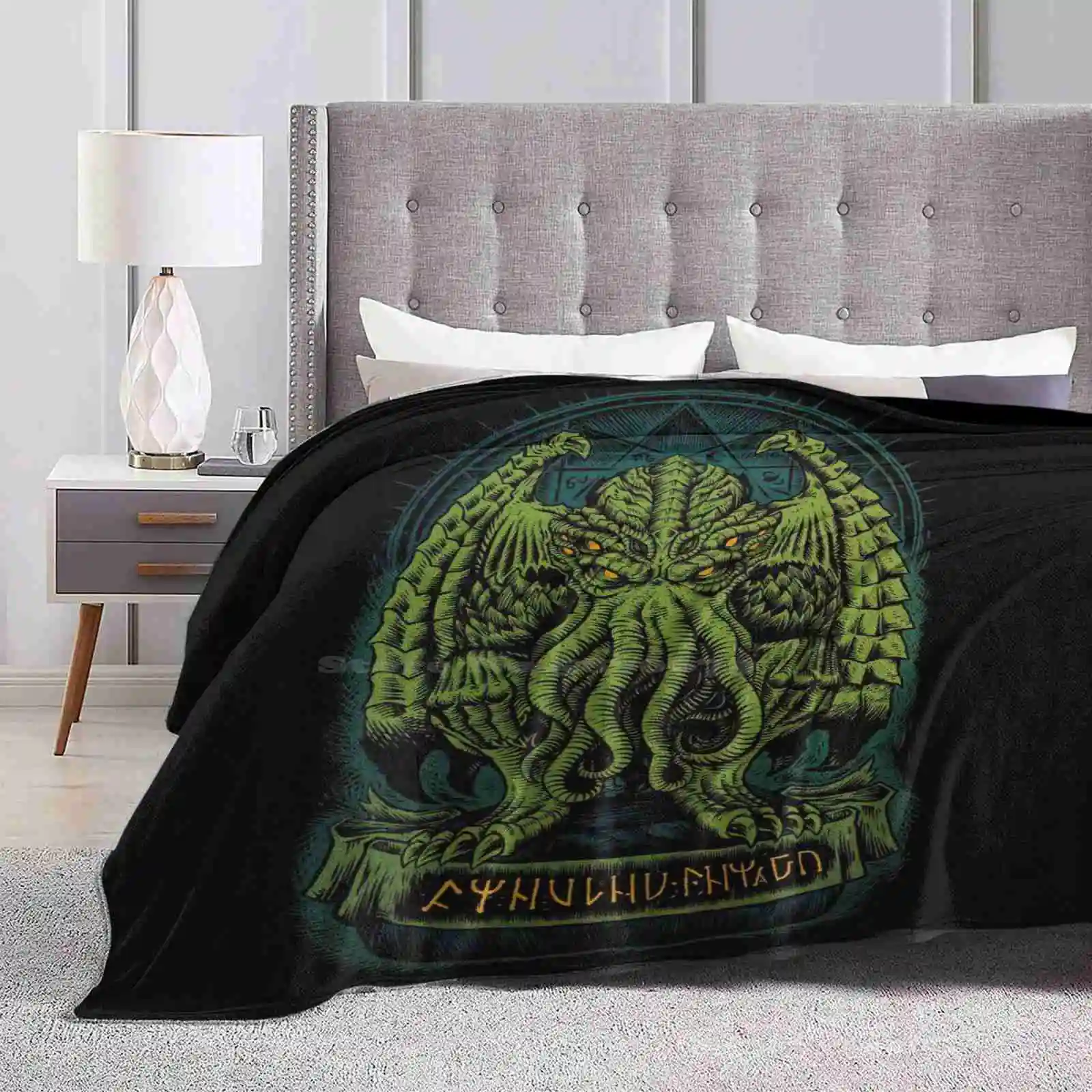 The Sleeper Of R'Lyeh Fashion Soft Warm Throw Blanket Hp Lovecraft Elder One Rlyeh Cosmic God Horror Call Of Cthulhu Cthulu