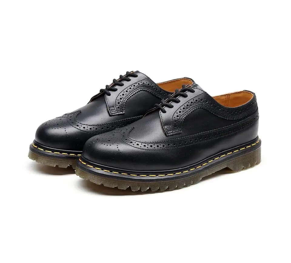 Spring and Autumn Carved British Style Blok Small Leather Shoes, Genuine Leather Lace Oxford Shoes, Retro Single Shoes