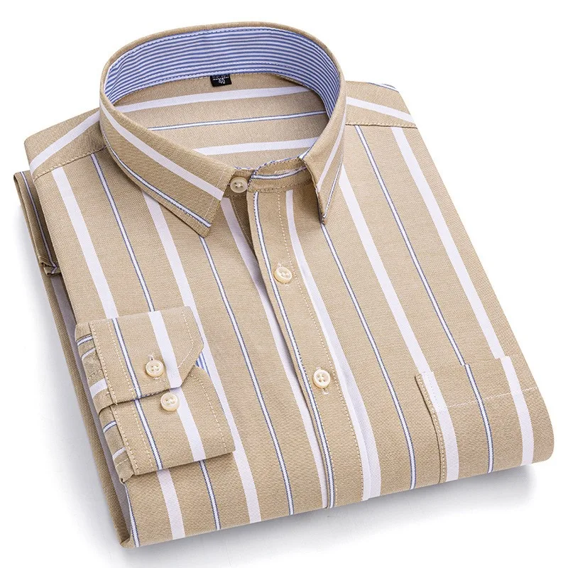 Men's long sleeve shirt Oxford woven non-ironing casual trend spring summer autumn comfortable street everything high quality
