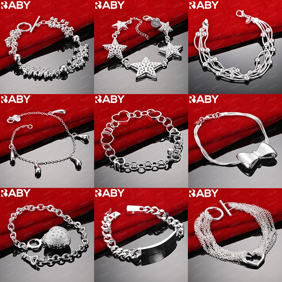

URBABY 925 Sterling Silver Design Bracelets For Women Men Anniversary Gift Popular Wild Fashion Romantic Jewelry