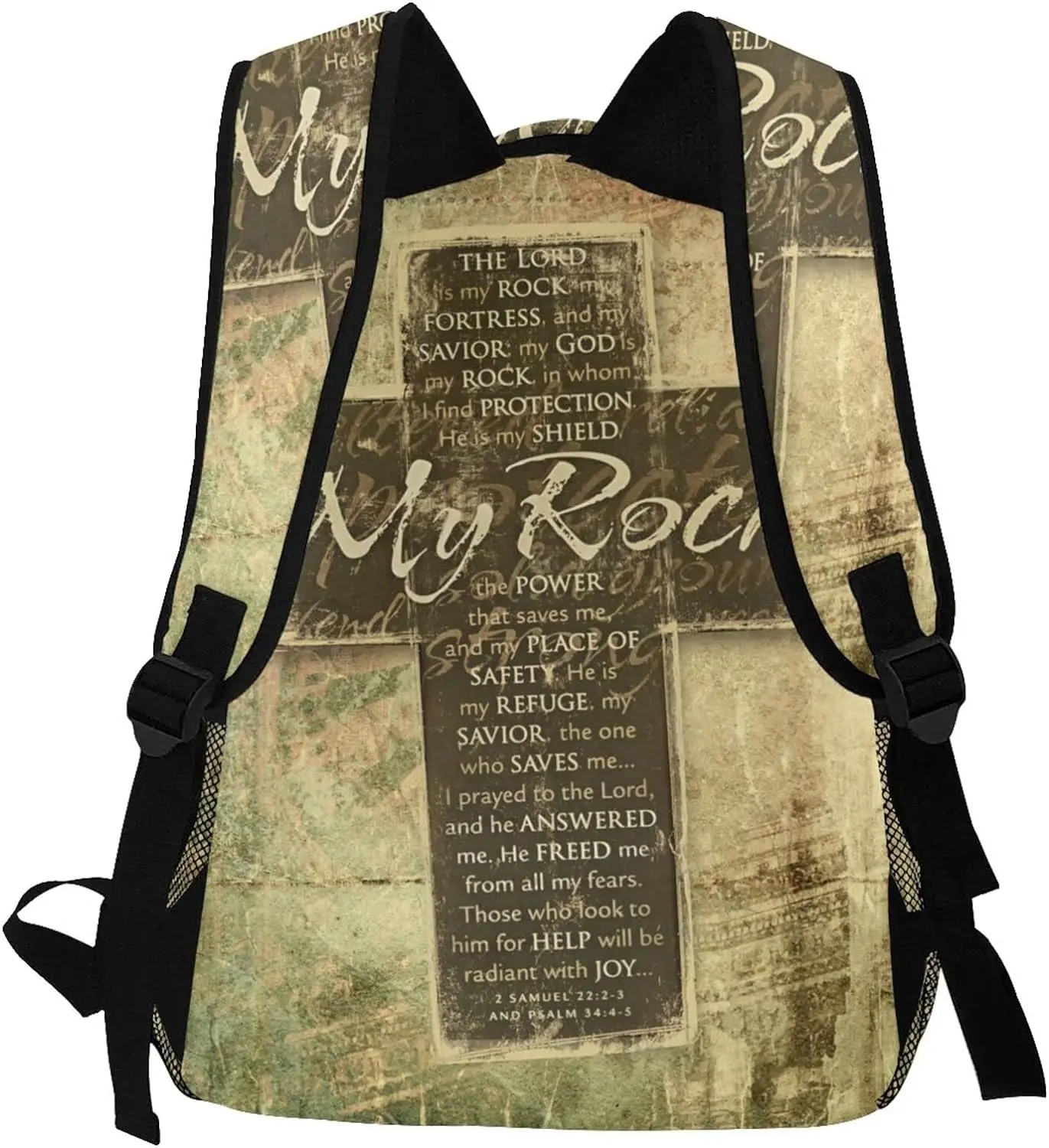 Christian Backpack Religious Bible Verse The Lord Is My Rock Pattern Backpack Jesus Cross Tablet Travel Picnic Bag Jesus Bag