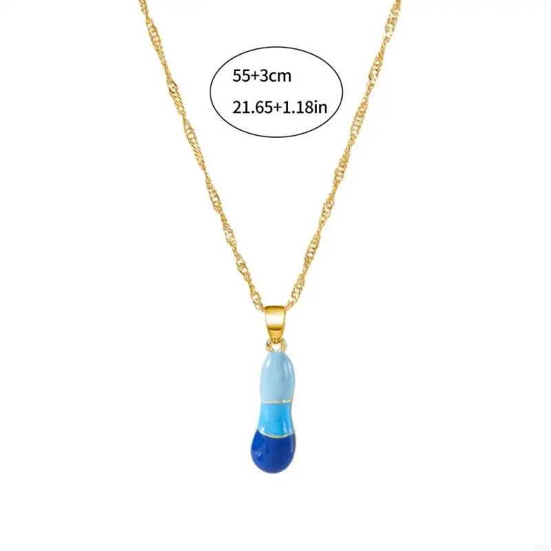 N2UE Colorful Letter Necklace Sturdy Alloy Adjustable Length Neck Chain