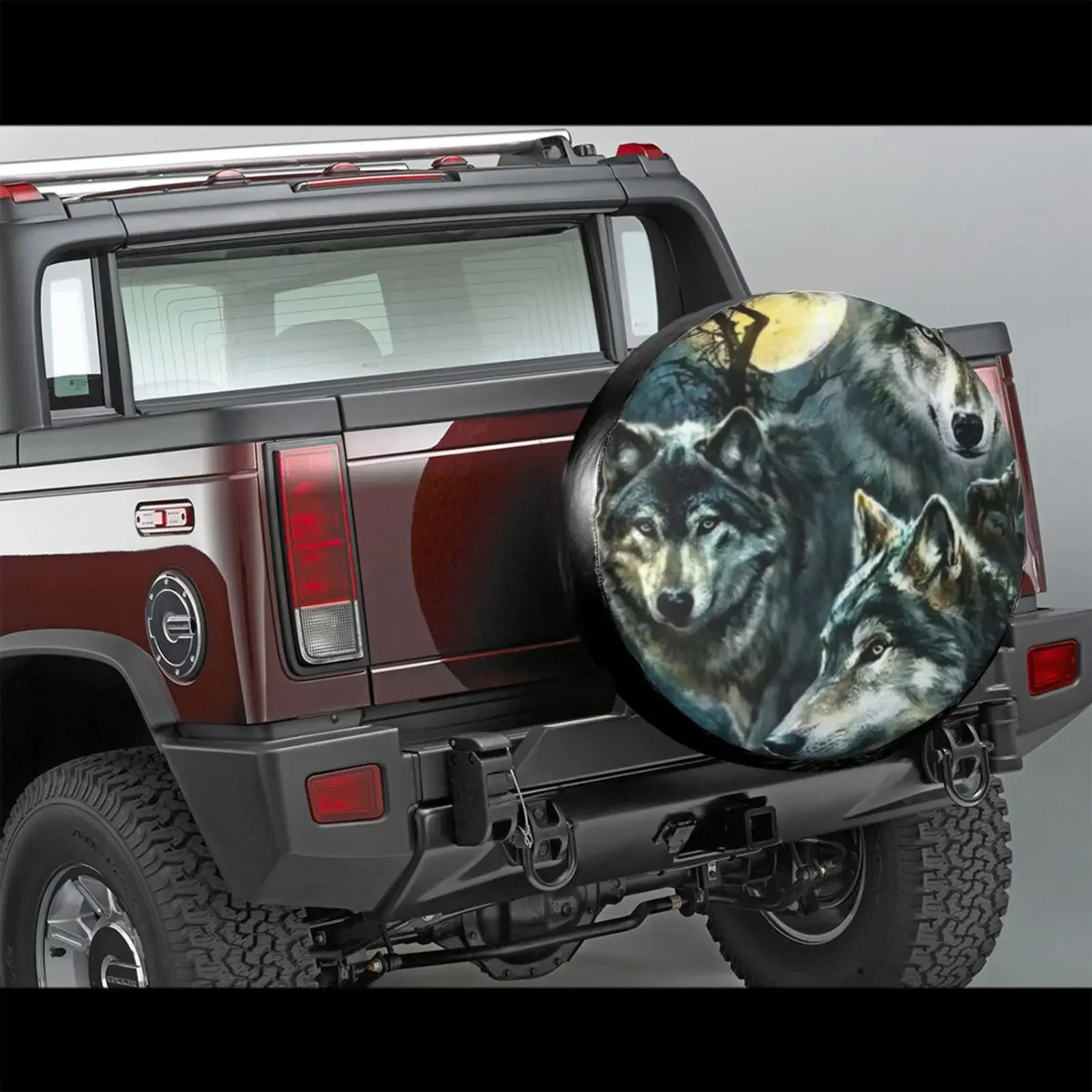 1 Piece PU Leather 3D Wolf Head Wheel Tire Cover 15 Inch Land Rover Tire Shape High Quality Vehicle Protection Accessories