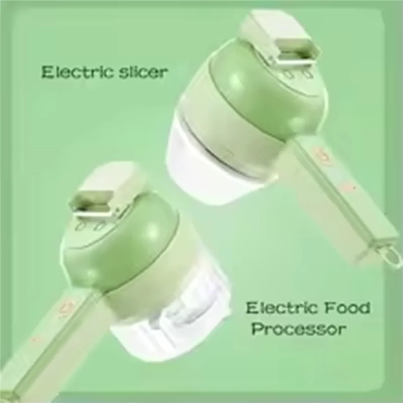 AB11-Food Chopper 4In1 Electric Handheld Wireless Vegetable Cutter Set Garlic Masher Meat Grinder Machine Food Peel
