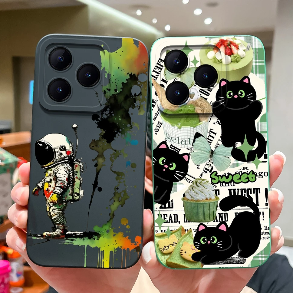 Phone Case For OPPO Realme C61 C63 Lovely Cartoon Panda Pattern Soft Liquid Silicone Shockproof Protective Back Cover Funda Capa