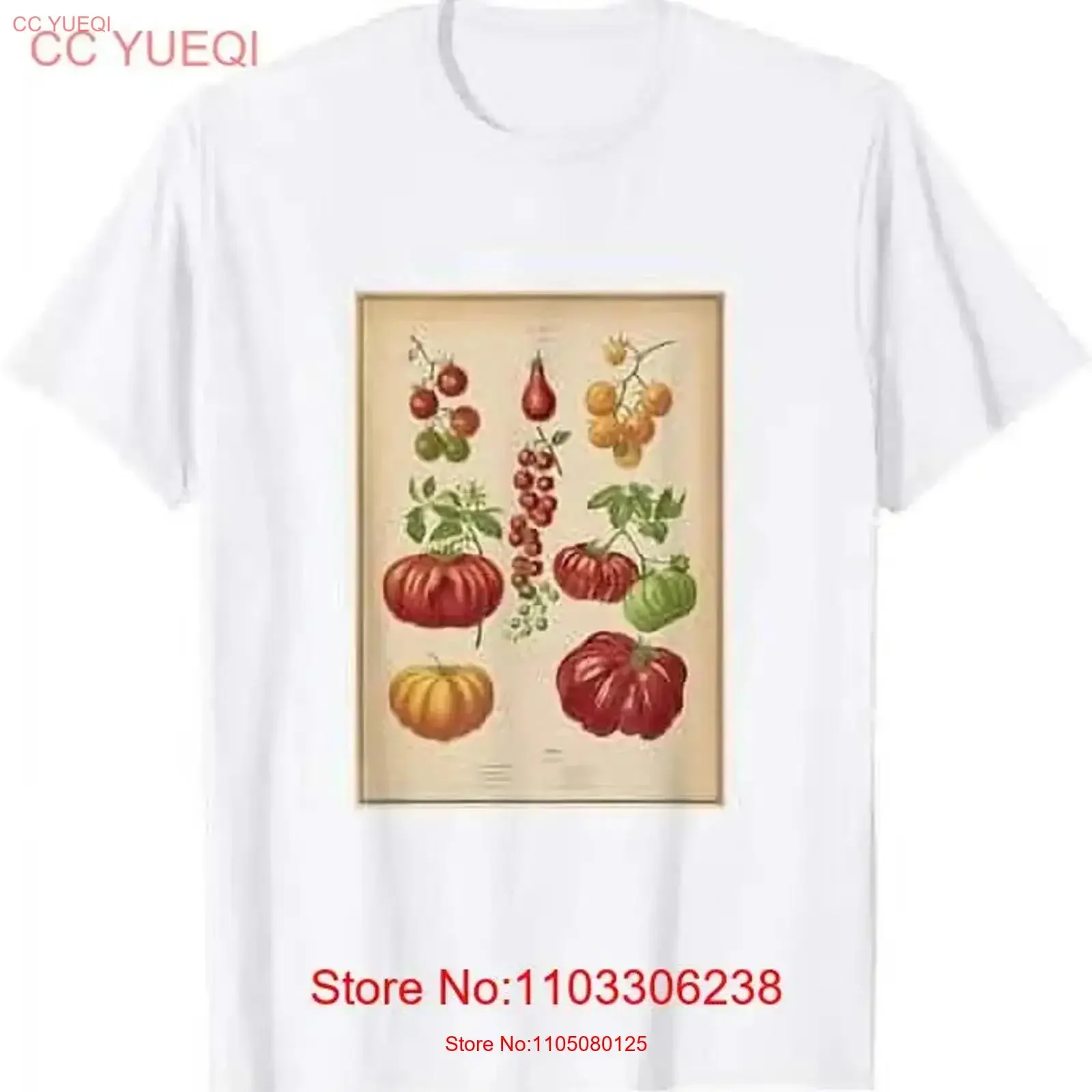 Vintage Variedades de tomate Diagrama ilustrado 1876 Camiseta vintage Ropa de diseñador lavada Ropa de calle suave Casual Elegante