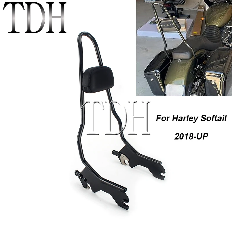 

For Harley Softail Heritage FLHC Deluxe FLDE Slim FLSL Street Bob FXBB Standard FXST Detachable Passenger Backrest Sissy Bar 18+