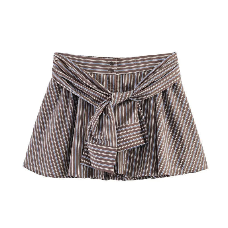 

2026 New Striped Bow-Knot Decorative Casual Shorts, Elegant and Stylish, Casual Fashion