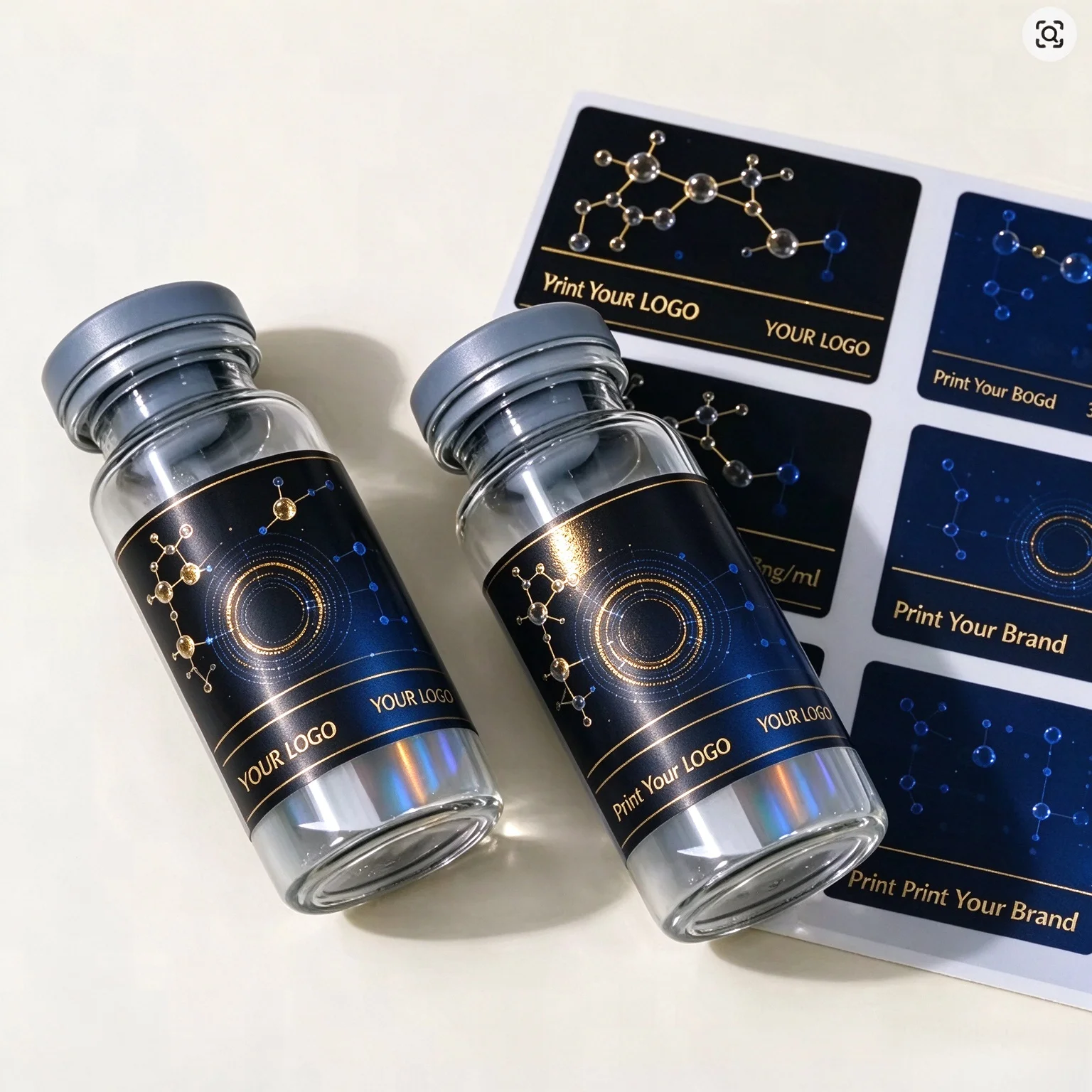 Free Custom Printed Peptide Bottle Stickers,Waterproof Vinyl Vial Labels for 3ml 10ml Packaging