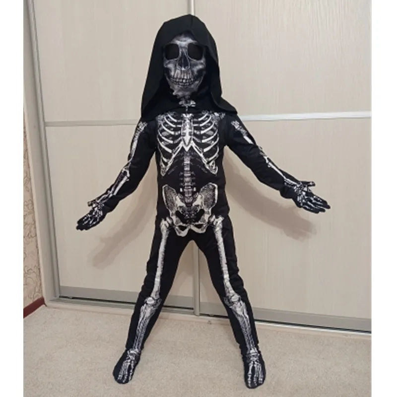 

Halloween Skull Costume Children's Terror Dress Up Hooded Game Cosplay Holiday Gift Costume