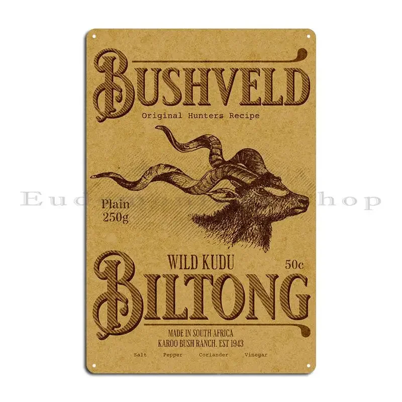 Vintage Bushveld Biltong Metal Sign Decoration Designing Wall Decor Design Garage Tin Sign Poster