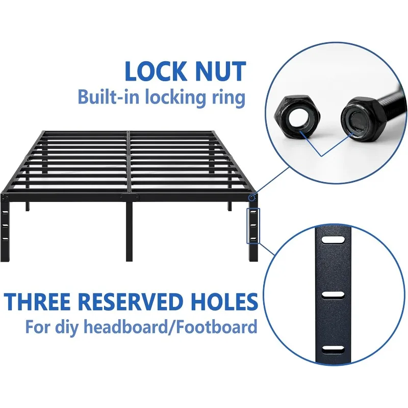 Metal Bed Frame,Full Size Bed Frame with Storage Space,Heavy Duty Sturdy Mattress Foundation,Easy Assembly,No Box Spring Needed