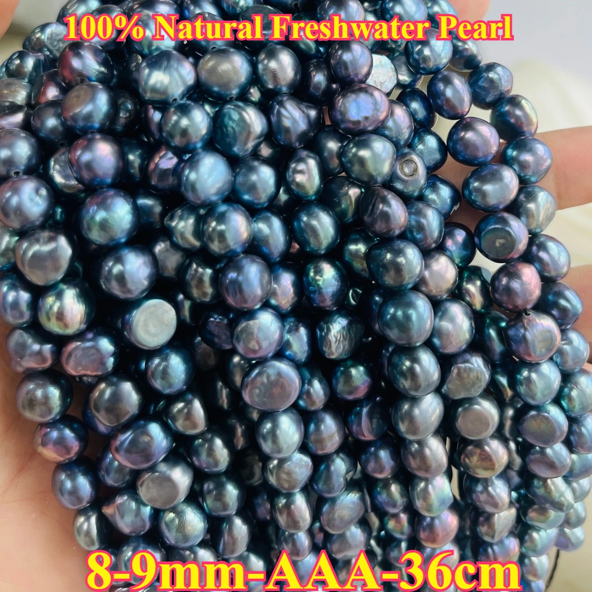 

8-9mm AAA Fine Natural Freshwater Pearl Blue Purple Irregular Spacer Bead Jewelry Make Gift DIY Necklace Bracelet Women Wedding