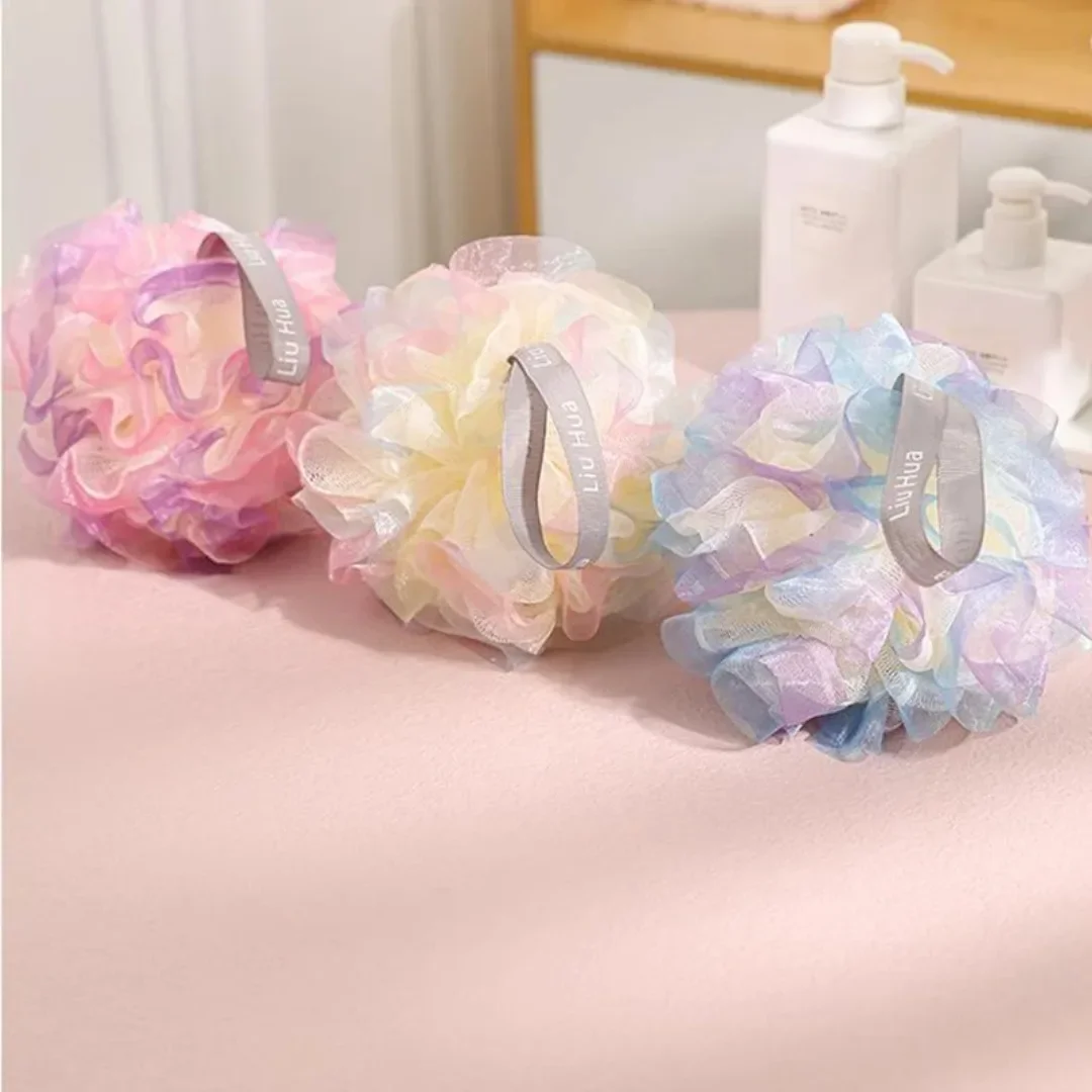 1pc Colourful Soft Bathing Flower Foaming Sponge Bubble Wisp for Body Exfoliating Shower Flower Mesh Ball Body Wash Skin Cleaner