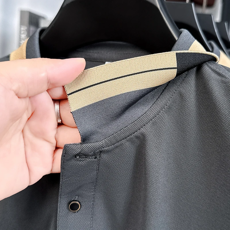 Exquisites, hochwertiges Herren-Poloshirt mit Print, Herbst, Langarm, Kontrastfarben, hautfreundlich, T-Shirt, für den Alltag, Freizeitkleidung für Herren – Detail 11