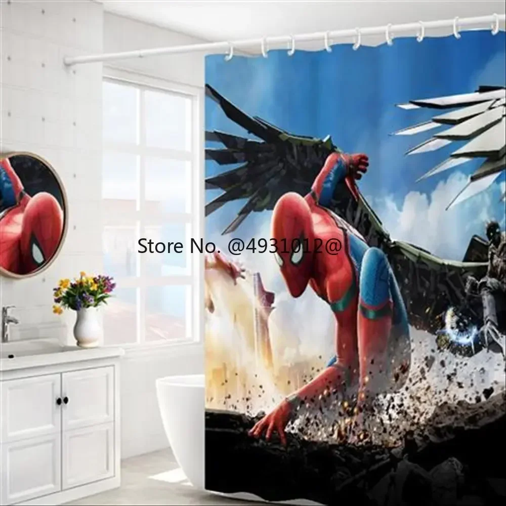 Disney Avengers Spiderman Shower Curtains Waterproof Bathroom Decor Cartoon Bath Drapes with Hooks 3D Girls Boys Kids Gifts