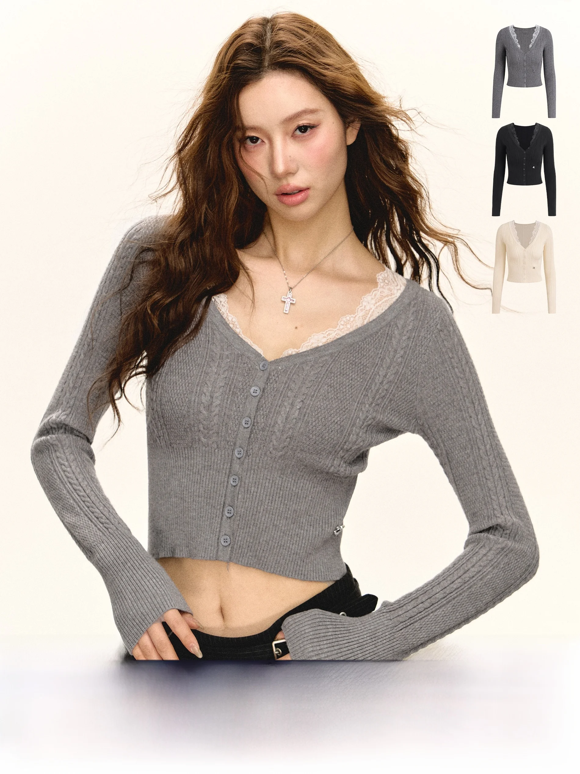 

Ariseism, американский ретро-дизайн, кружевной облегающий вязаный топ, женский длинный све, новинка, осенняя повседневная одежда